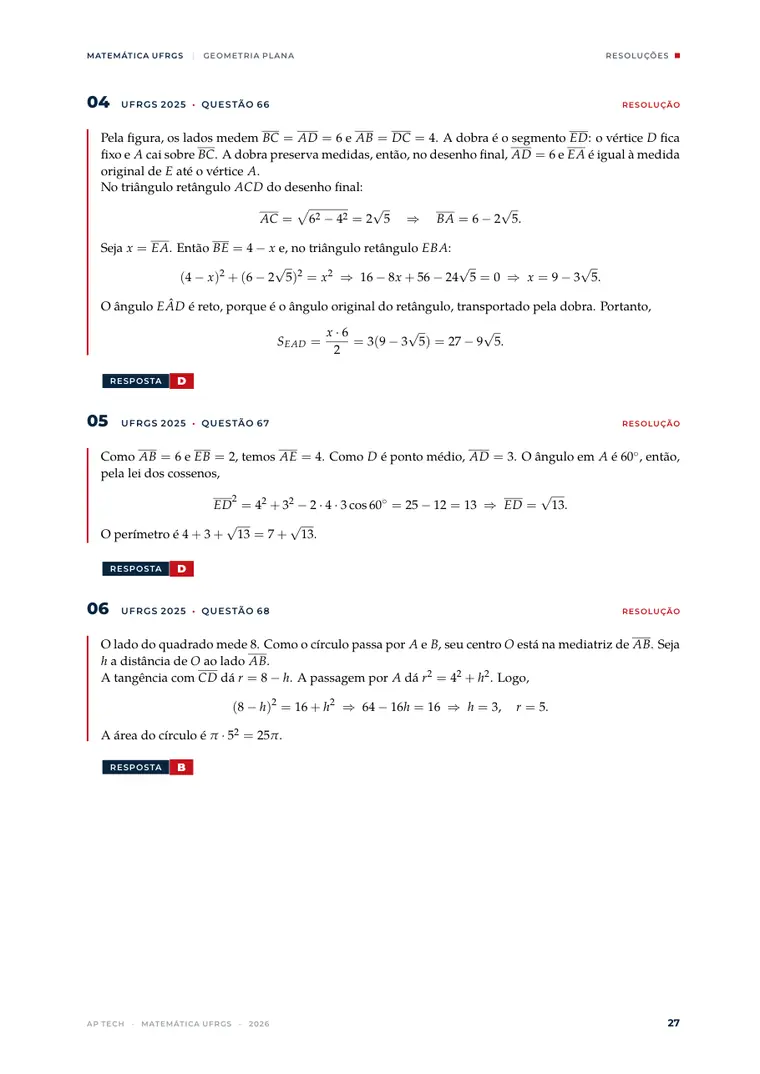 Página de resoluções comentadas